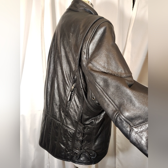 First Leather Apparel Moto Leather Coat Men, Black,Thinsulate, ZipUp, Pockets,XL - Picture 5 of 16